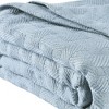 HomeRoots King Light Blue Cotton Basketweave Geometric Blanket - 4 of 4