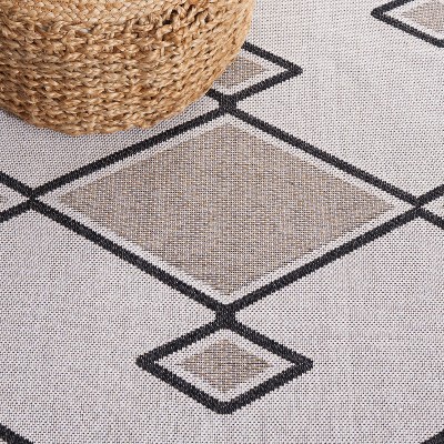Augustine Black and Beige Geometric Square Area Rug