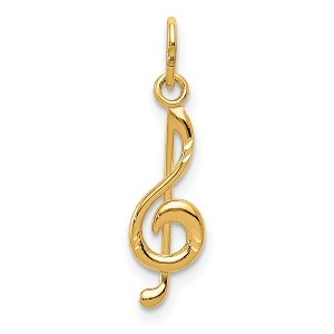 Black Bow Jewelry 14k Yellow Gold Small Treble Clef Charm or Pendant, 5 x 21mm - 1 of 4