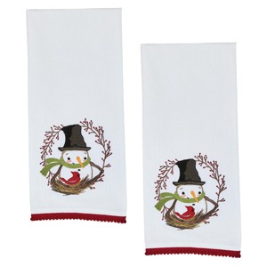 Park Designs Snowman And Berry Wreath Dishtowel Set of 2 - 1 of 4