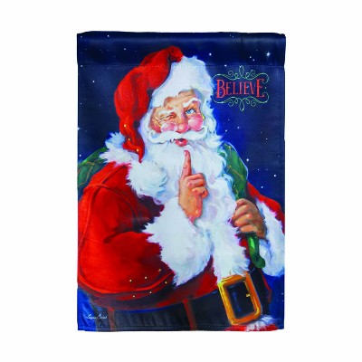 Festive Red Suede Santa Garden Flag 12 x 18 Inches