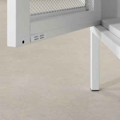 White Metal Mesh Scandinavian Nightstand with Gold Handle