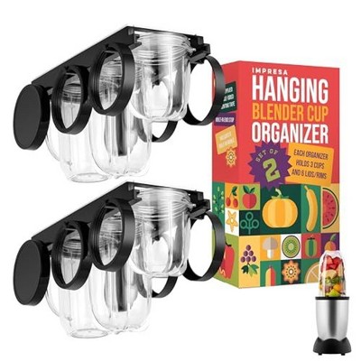 Impresa [2 Pack] Kitchen Storage Cup Holder for Magic Bullet Blender Cups, Lids & Rims - Fits 6 Cups Total