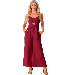INSPIRE CHIC Women's Casual Sleeveless Cut Out Smocked Loose Wide Leg Jumpsuits - 1 of 4