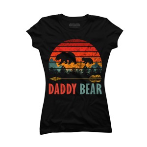 Junior's Design By Humans Retro Forest Sunrise Daddy Bear By ZeusSE T-Shirt - 1 of 2