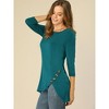 Allegra K Women's 3/4 Sleeve Round Neck Button Decor Casual Stretchy Tunic Tops - 2 of 4
