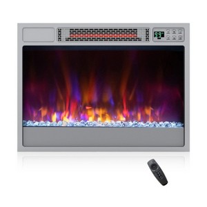 SEVOBAL Indoor Fireplaces 25" Electric Fireplace Heater, Infrared Heating, Sleep Mode Low Noise, Silver, 24.5"*5"*17" - 1 of 4