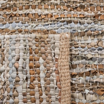 Ivory Cotton and Cowhide Handmade Flat Woven Rug - 3x5 Feet