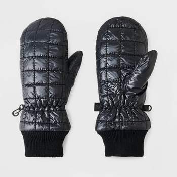 Girls' Quilted Puffer Mittens - All in Motion™ Black