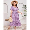 BLUEMING Summer Maxi Dress for Plus Size Women Tie Wasit Surplice Dress Flutter Sleeve A-Line Dress - 4 of 4