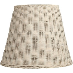 Springcrest 10" Top x 16" Bottom x 13 1/4" High x 13 1/4" Slant Lamp Shade Replacement Medium White Empire Round Coastal Rattan Spider Harp Finial - 1 of 4