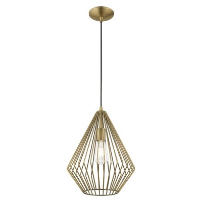 Antique Brass Geometric Metal Mini Pendant Light