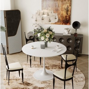 42.13"Modern Round Dining Table,Four Patchwork Tabletops with Solid Wood Veneer Table Top - 1 of 4