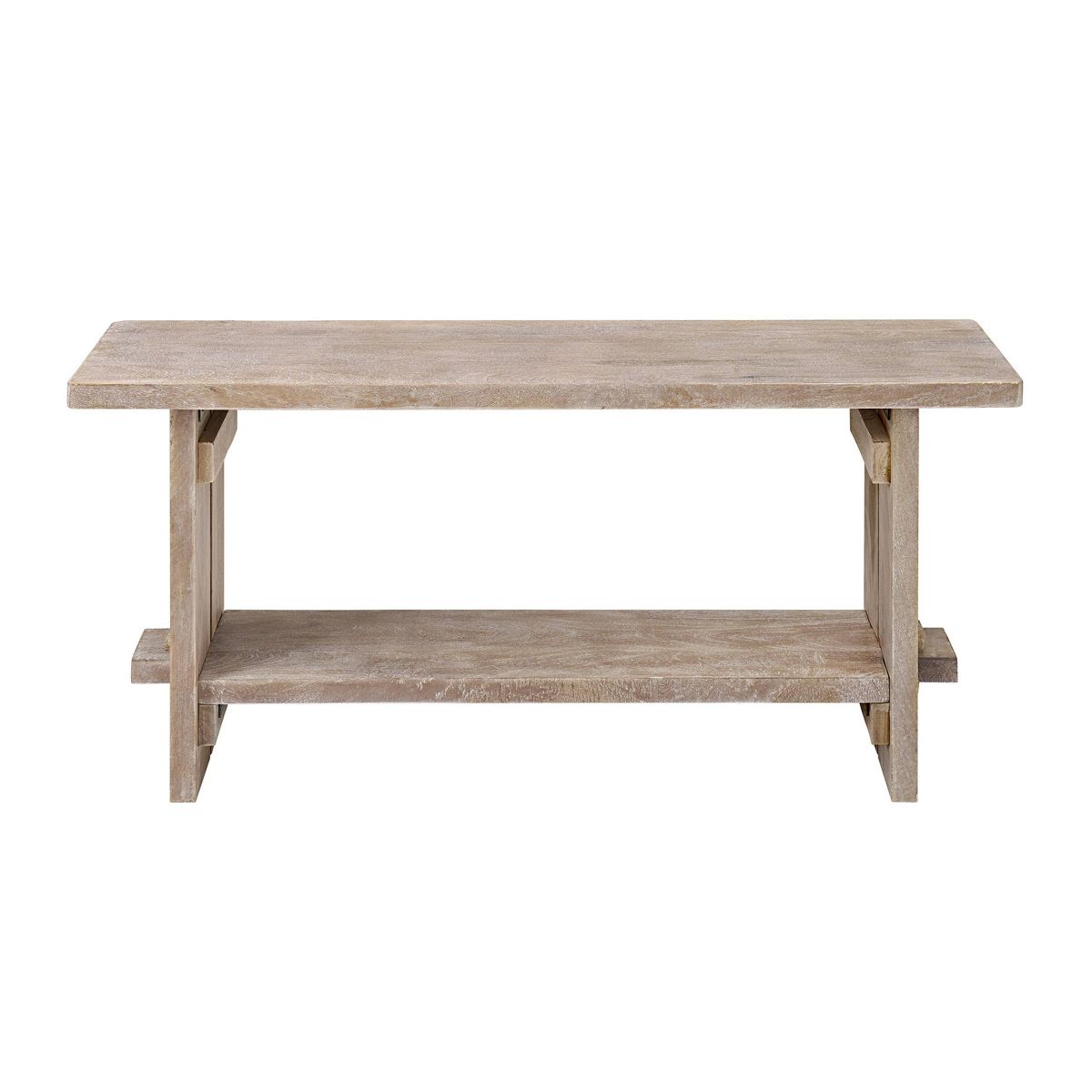 40" Castleton Mango Wood Bench and Coat Hook with Shelf Driftwood - Alaterre Furniture: Entryway Storage, 5 Metal Hooks, No Surface Treatment - thumbnail 4