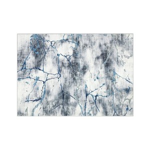 Washable Area Rug Contemporary Abstract Rug for Bedroom with Non Slip Backing Low Pile Soft Marble Printed Floor Carpet - 1 of 4
