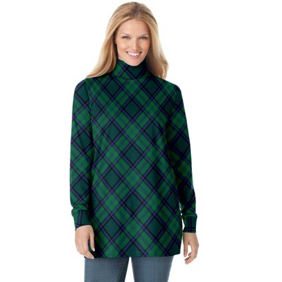Woman Within Perfect Printed Long-Sleeve Turtleneck Tee
