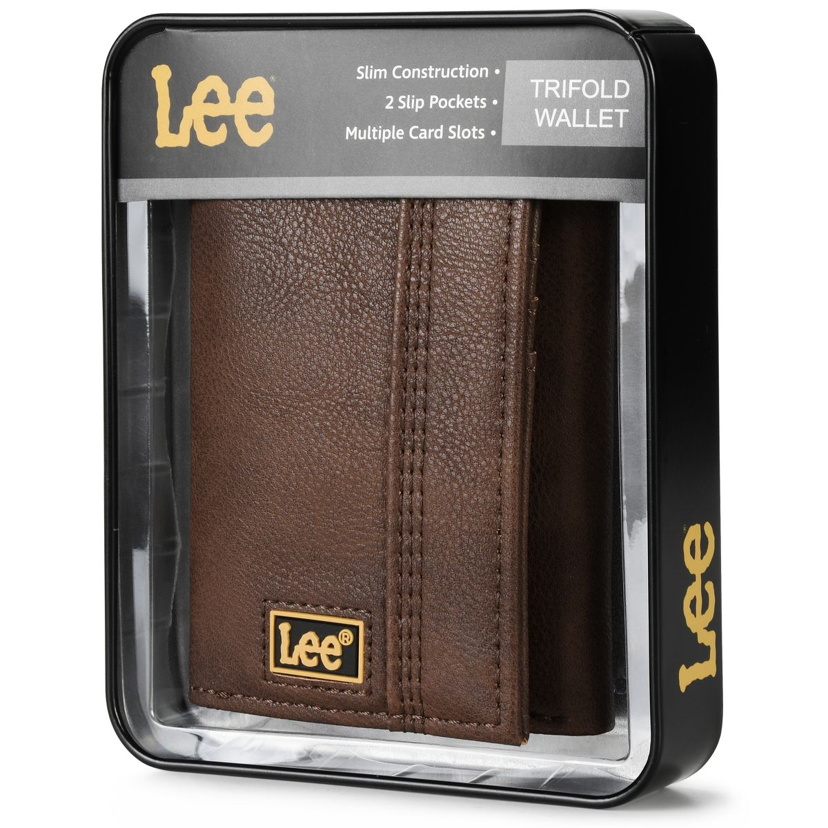 Lee Men’s Trifold Wallet, Pebble Grain Leather Wallet Billfold with RFID Flip ID Window In Gift Box, Valentine's Day Gift Ideas for Man - thumbnail 9