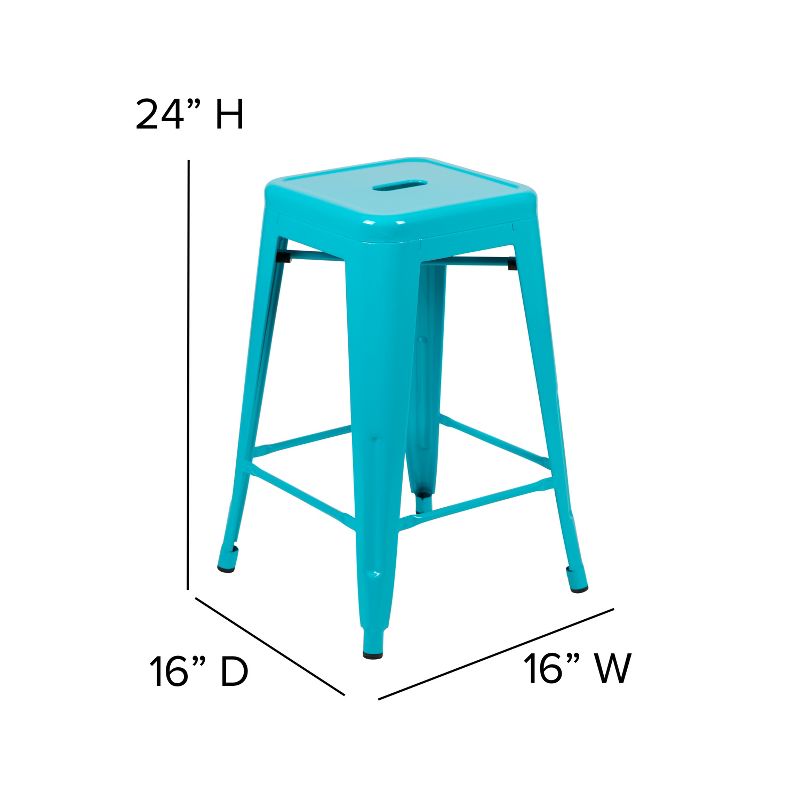 Emma and Oliver 4 Pack 24" High Metal Indoor Counter Bar Stool - Stackable Stool, 6 of 14