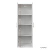 TIRAMISUBEST High Wardrobe Kitchen Cabinet with 2 Doors 3 Partitions 4 Storage Spaces - Mobile Lateral Filing Cabinet Locking Wheels Adjustable Shelf - 3 of 4