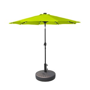 WestinTrends 9 Ft Outdoor Patio Solar LED Market Umbrella with Bronze Round Base - 1 of 4