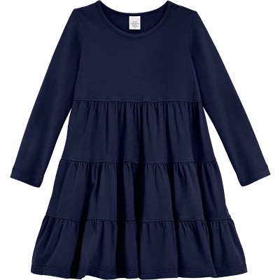 City Threads Girls Soft Jersey Cotton Long Sleeve Tiered Dress - USA-Made Comfortable & Stylish Kids/Toddlers Clothing
