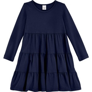 City Threads Girls Soft Jersey Cotton Long Sleeve Tiered Dress - USA-Made Comfortable & Stylish Kids/Toddlers Clothing - 1 of 4