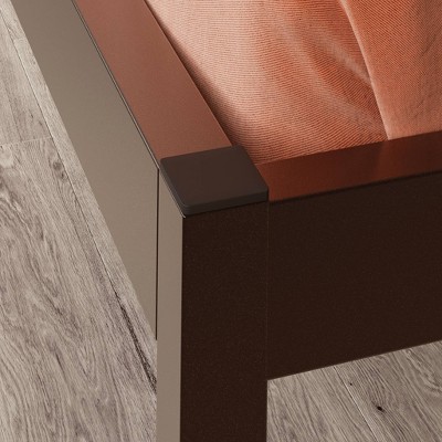 Bronze Queen Metal Platform Bed with Headboard and Drawer