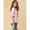 INSPIRE CHIC Women's Ruffle V Neck Puff Sleeve Summer Casual Chiffon Peasant Top - 4 of 4