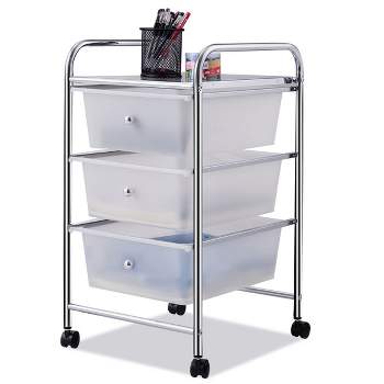 Costway 3 Drawers Metal Rolling Storage Cart Scrapbook Supply & Paper Home Office White