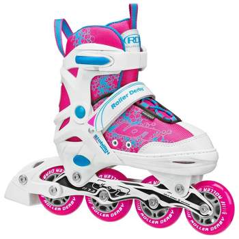 Roller Derby ION 7.2 Girl's Adjustable Inline Skate - White/Mint/Pink