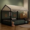 KTMBDW Twin/Full Floor Bed with Fence, Twin/Full Size Montessori Floor Beds with Roof, Metal House Bed Frame for Girls, Boys, Easy Assemble - 4 of 4