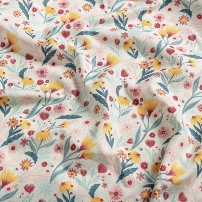 Twin Blue Floral Print Microfiber Sheet Set