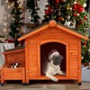 BENCMATE Pet Crates and Houses Premium Wooden Dog House, Spacious Indoor, Outdoor Shelter with Food Storage, Feeding Station, Orange, 35.8"*29.1"*7.5" - 4 of 4