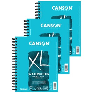 Canson XL Series Watercolor Pad, Heavyweight White Paper, Side Wire Binding, 30 Sheet, 7x10 inch, Pack of 3 - 1 of 4