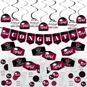 Big Dot of Happiness Maroon Grad - Best is Yet to Come - Burgundy Graduation Party Supplies Decoration Kit - Decor Galore Party Pack - 51 Pieces - 1 of 4