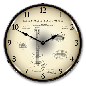 Collectable Sign & Clock | Gibson Les Paul 1955 Patent LED Wall Clock Retro/Vintage, Lighted - 1 of 3