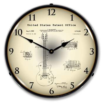 Collectable Sign & Clock | Gibson Les Paul 1955 Patent LED Wall Clock Retro/Vintage, Lighted