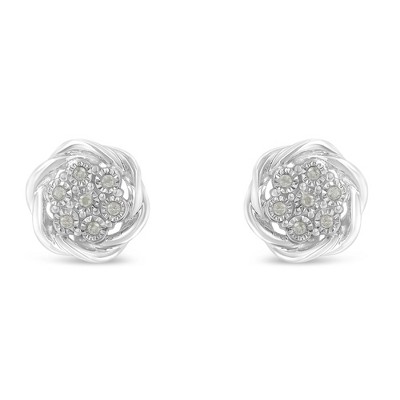 Haus of Brilliance Silver 1/6 Cttw Diamond Swirl Cluster Stud Earrings