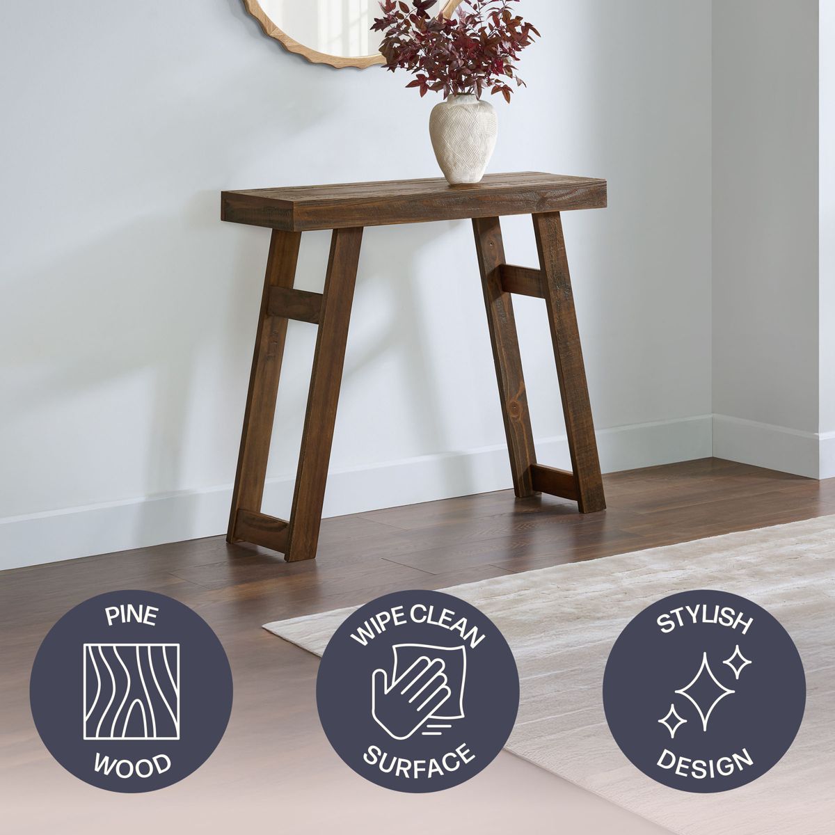 Alaterre Furniture Lawas Solid Wood Console Table - 36 Inch Modern Farmhouse Small Entryway Table - thumbnail 8