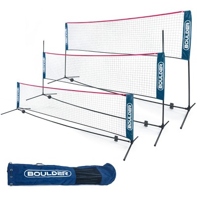 Boulder Badminton Pickleball Net - Height Adjustable Portable Net for Volleyball, Tennis, Soccer, and Backyard Games - Easy Setup Nylon Sports Net