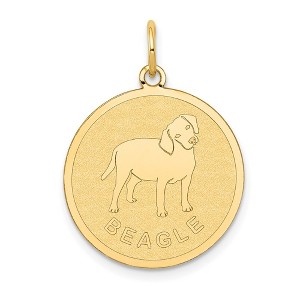 Black Bow Jewelry 14k Yellow Gold Laser Etched Beagle Disc Pendant, 19mm - 1 of 4