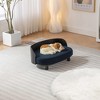 SEVOBAL Pet Beds Scandinavian Style Elevated Dog Sofa with Solid Wood Legs Velvet Cushion for Living Room, Blue, 26.6"*17.6"*9" - 4 of 4