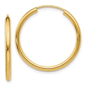 Black Bow Jewelry 2mm x 26mm 14k Yellow Gold Polished Round Endless Hoop Earrings - 1 of 4