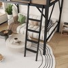 Full Size Black Metal Loft Bed with Ladder Storage Shelves and High Loft Bed for Kids Teens - 2 of 4