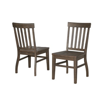 Set of 2 Dark Oak High Slat Back Side Chairs