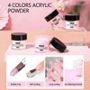 YEVYO Acrylic Nail Kit , 4 Color Acrylic Powder With Clear, Nude, Pink, and 1.96OZ (58ml) Monomer Set - 4 of 4
