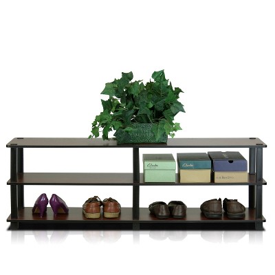 Furinno Shoe Rack No Tools Need 3-Tier Wide Shoe Storage Organizer for 12-18 Pairs,Dark Brown/Black