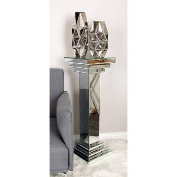 Glam Mirrored Pedestal Table Silver - Olivia & May