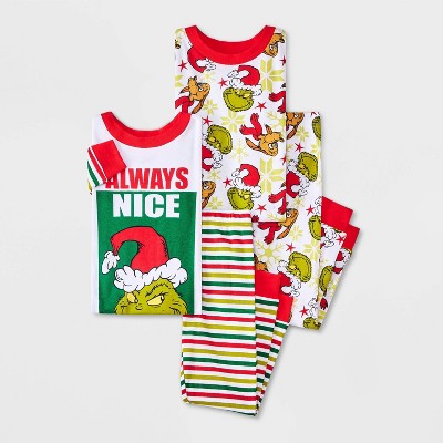 Image of Toddler 4pc Snug Fit The Grinch Always Nice Cotton Christmas Pajama Set - 2T