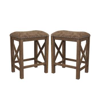 Set of 2 Willow Bend Counter Height Barstool Walnut/Brown- Hillsdale Furniture